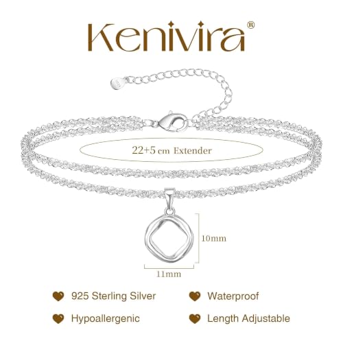 Image of Kenivira Sterling Silver Ankle Bracelets for Women,Gold Dainty Layered Waterproof Anklet for Women, Anklet Set Stackable Beach Gift Adjustable Size