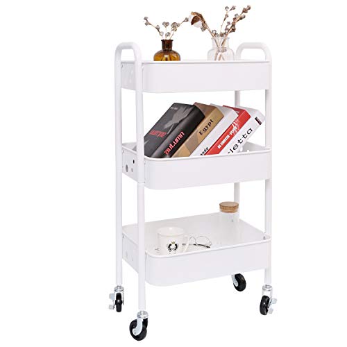3-Tier Metal Rolling Utility Cart, Heavy Duty Storage Organizer Art Cart Craft Cart