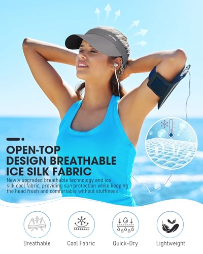 Image of YANIKY Sun Visor Hat for Women,UPF50+ Seamless Sun Hats Men Women Lightweight Sports Cap Stretchy Ponytail Hat for Outdoor