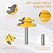 45 Degree Lock Miter Router Bit 3-Piece Set, for 1/2”, 5/8”, 3/4” Cutting Height.1/4 Inch Shank .Woodworking Tools Joint Router Bits Easy to Create Lock Miter Joint