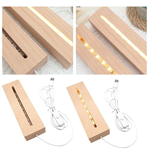 7 Inch Display Pedestal, Rectangle Led Lights Display Base, Warm Light Wooden Lighted Base Stand For Crystal Glass Resin Art, Home Decor #TOP1
