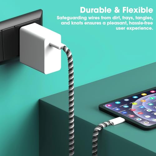 Image of Sounce Spiral Cable Protector, Chargers Cable Protector Data Cable Protective Sleeve, Headphone Saver, Charger Protective Cover for Phone USB Prevent Pets from Biting The Cable (Set of 3)