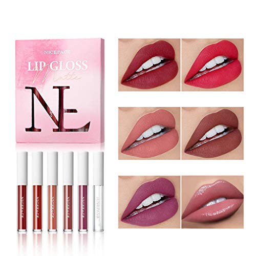 6 Colors Matte Liquid Lipstick Makeup Set, Long-Lasting Wear Velet Lipsticks, Non-Stick Cup Not Fade Lip Gloss