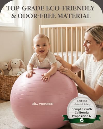 Image of Trideer Exercise Ball, Stability Yoga Ball for Physical Therapy, Active Sitting, Pregnancy & Birth Labor Prep, Core Strength, Balance Training, Posture Improvement and Daily Stretching, 55 /65 /75cm