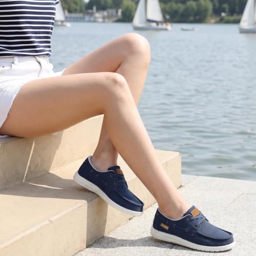 Image of STQ Women Lace up Shoes Casual Sneakers Boat Shoe Canvas Loafer | Lightweight, Breathable, Travel