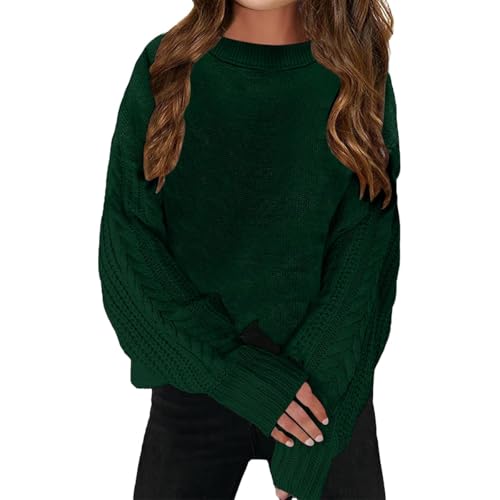 Girls' Warm Knitted Top Round Neck Knitted Sleeves Soft Fabric Autumn/Winter Sweater