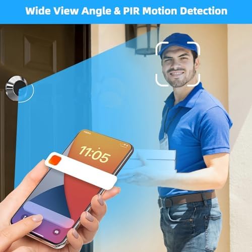 Generic Door Eye Hole Camera, Wide Angle Lens, Support APP, Memory Card, Cloud Storage, Two Way Talk Motion Detection Dual Band WiFi Door Peephole Camera for Home Security (US Plug)