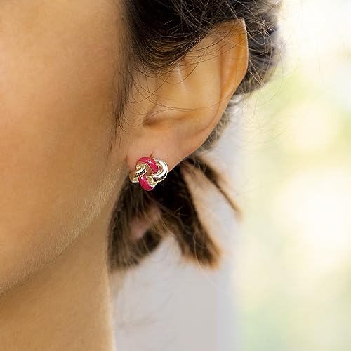 Boucles d'oreilles clous argent sterling avec nœud émail - 5
