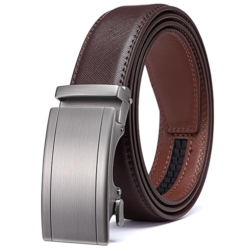 Acewin Cinto de homem, automático cintos homem couro, ajustável, largura 35 mm, 02 - castanho