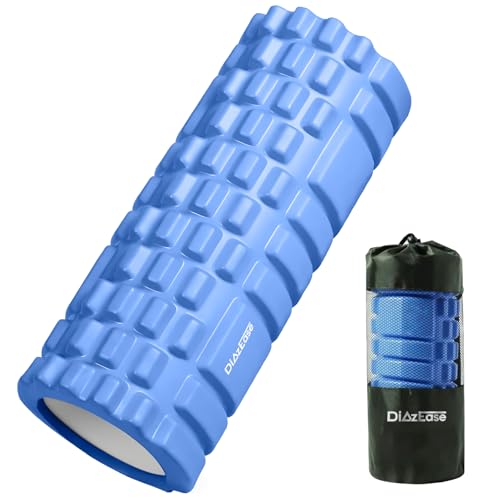 DiazEase フォームローラー  収納バッグ 300KG耐荷重 グリッドフォームローラー ヨガローラー ヨガポール ト レーニングスポーツ 割れない 3種類凹凸の設計 ヨガポール EVA素材 筋肉ほぐし フィットネス ストレッチ器具