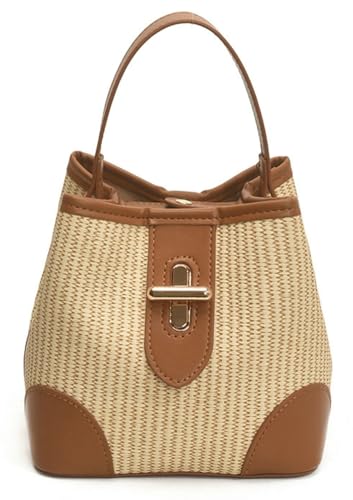 Woven - Texture Bucket Bag Minimalist PU Top Handle Crossbody Shoulder Bag Casual Fashion