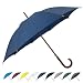 Produktbild SoulRain Regenschirm mit klassischem Holzgriff, automatisches Öffnen, winddicht, transparent, unzerbrechlich, 121,9 cm, Marineblau