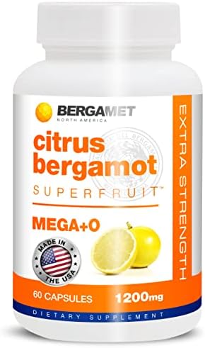 BergaMet Citrus Bergamot Superfruit Supplement, 80% Polyphenols, 1200mg per Serving, 60 Capsules, 1 Month, Made in The USA