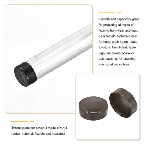Image of uxcell 2pcs Rubber End Caps 175mm(6 7 /8 Inch) ID x 80mm(3 1 /8 Inch) H Vinyl Round Tube Bolt Cap Cover Screw Thread Protectors Brown