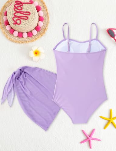 Happy Cherry Girls Swimsuit Adjustable Straps Cut Out One Piece Bathing Suit with Cover Up Skirt Swimwear3