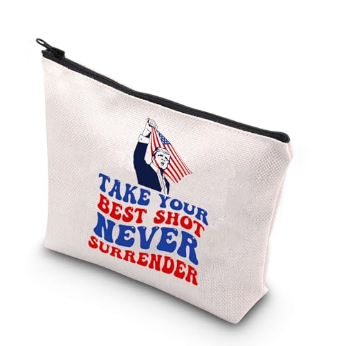 Fist Pump Makeup Bag Shooting President Gift Fight Fight Fight Gifts Never Surrender Gifts MAGA Zipper Bag (Take Your UK)
