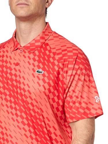 Lacoste Men's Sport Tennis x Novak Djokovic Player Version Polo Shirt, Corrida Red/Watermelon, X-Large3
