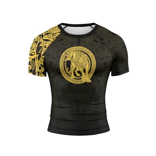 Viking Jiu Jitsu Rash Guard for Men – Durable Short Sleeve Compression Shirt for BJJ, MMA, and Workout Sessions2
