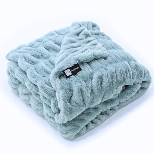 Minky Designs Glacier Glide Minky Blanket – Ultra Soft Faux Fur Throw Blanket for Couch, Bed & Home – Fluffy, Warm & Luxurious – Chic Collection (Large, 60x72)