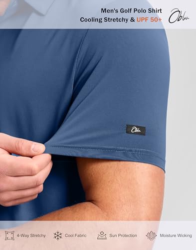 Image of Obla Mens Golf Shirt Short Sleeve Dry Fit Moisture Wicking Performance Athletic Casual Work Collared Polo Shirts for Men