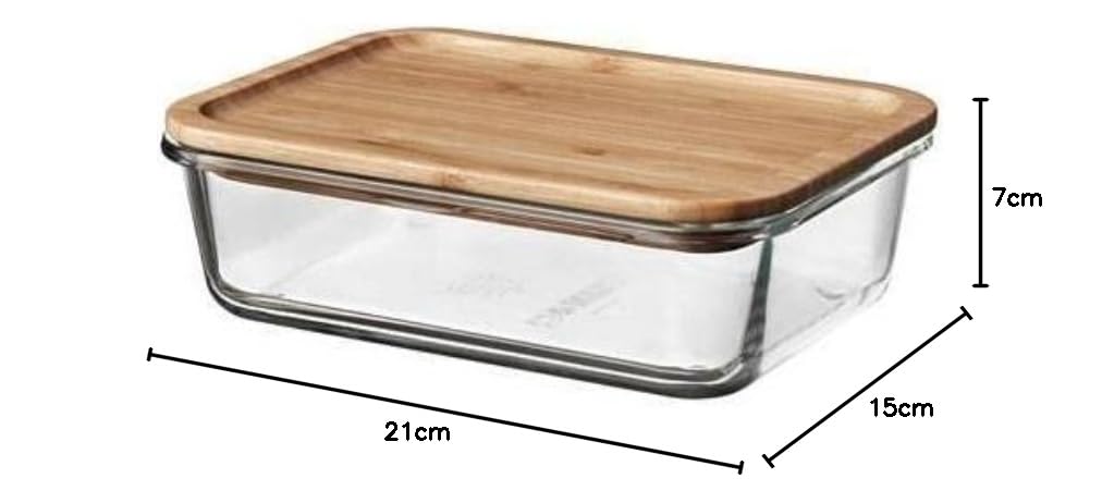 Glass & Bamboo Storage Container 21×15cm