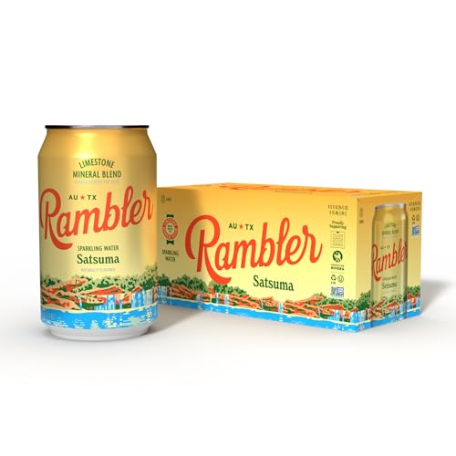 Image of AUTX RAMBLER Sparkling Water, Texas Limestone Mineral Blend, Wild Cherry x Satsuma, 12-Ounce Cans, 8 Count x 2 (16 Cans Total)