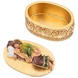 Zerodeko Joyero de Resina San José Durmiente, Caja Organizadora de Joyas Pequeña para Escritorio, Estuche para Anillos y Collares, Adorno Religioso Decorativo para Hogar y Tocador