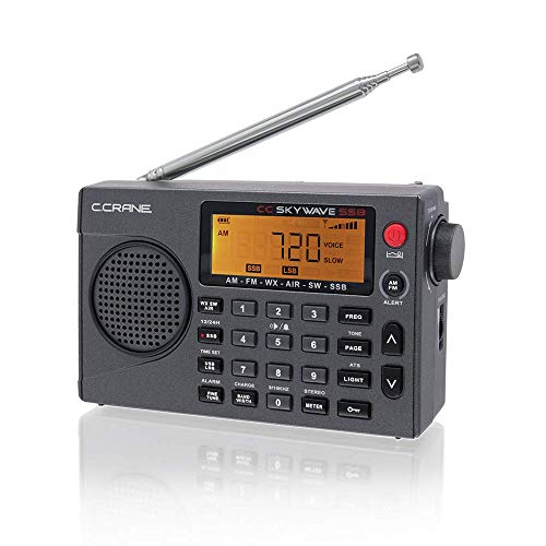 C. Crane CC Skywave SSB AM, FM, Shortwave, NOAA Weather + Alert, Scannable VHF Aviation Band and Single Side Bands Small Battery Operated Portable Travel Radio (Renewed)