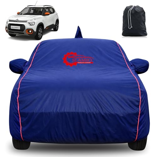Image of 100% Waterproof Car Cover for Citroen C3 | All-Weather, Dustproof & UV Protection | Heavy-Duty 3-Layer Fabric | Custom Fit with Mirror & Antenna Pocket | Navy Blue