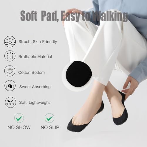 Image of 6 Pair Low Cut Womens No Show Socks With Padding For Flats Loafers Shoes