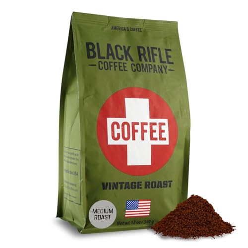 Black Rifle Coffee Company Vintage Roast, 12oz Bag, Ground Coffee Medium Roast - Roasted Blend Made from Arabica Beans - Colombian & Brazilian Beans - Veteran Founded & American Made