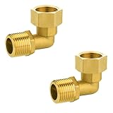 Confezione da 2 raccordi a vite mobili in ottone, raccordi per tubi in ottone a 90 gradi, raccordi idraulici da 1/2 pollice maschio x 1/2 pollice femmina, connessione per irrigazione idraulica sistemi