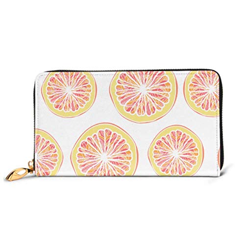 Preisvergleich Produktbild JHGFG Mode Handtasche Reißverschluss Brieftasche Muster Grapefruit Scheiben auf weißem Telefon Kupplung Geldbörse Abendkupplung Blockieren Leder Brieftasche Multi Card Organizer