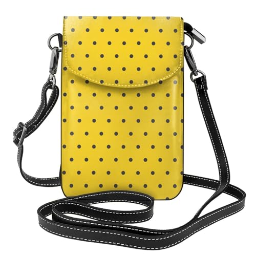 Pochettes pour téléphone portable en cuir PU jaune et pois noirs