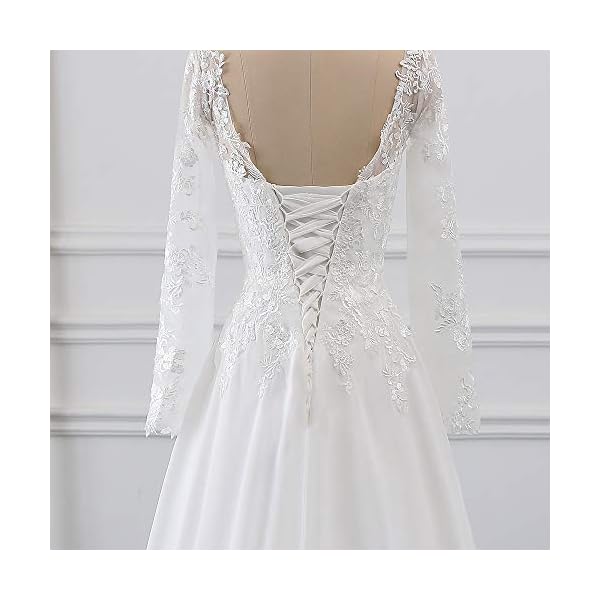 Findlovewedding-Wedding-Dresses-for-Bride-2021-with-Lace-Appliques Findlovewedding Wedding Dresses for Bride 2023 with Lace Appliques Chiffon A Line Women Dress Long Sleeves Beach Bride Dress US14 Ivory