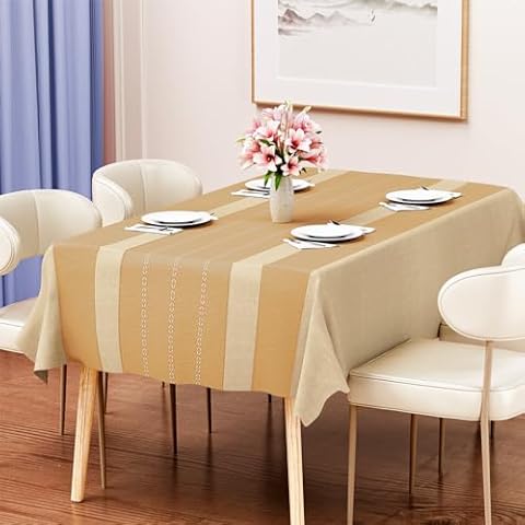 Rectangle Waterproof Fabric Table Cloth,Stain Resistant Polyester Tablecloth Vinyl Table Cloth Cover with Flannel Backing Oil Spill Proof Wipeable Table Cloths for Indoor Outdoor (Coffee, 60x102in) Cover