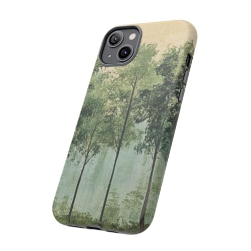 Coque iPhone 14 Plus design nature art ligne arbre verte