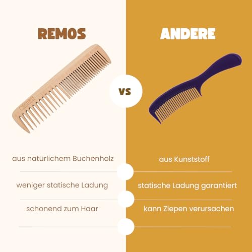 Foto von REMOS Haarkamm aus hochwertigem heimischem Buchenholz 19 cm mittel/feine Zahnung