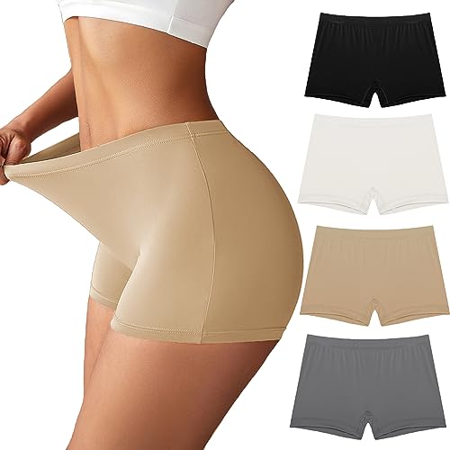 Image of Ekouaer Boyshort Panties Women's Soft Underwear Briefs Invisible Hipster 3 Pack Or 4 Pack Seamless Boxer Brief Panties S-XXL