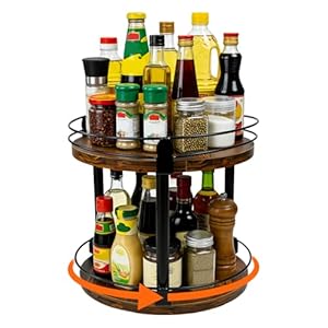 Étagère à Épices Pivotante 2 Niveaux en Bois