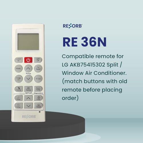 Image of Compatible with LG AC Remote Control Original Model Virat 6 in 1, LG AKB75415302, Suitable for 1 1.5 2 Ton Split & Window Air Conditioner (White) RE 36N