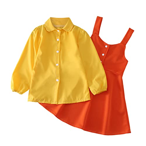 viwoMUMO Conjunto de roupa infantil para bebês meninas de duas peças de manga comprida com suspensór