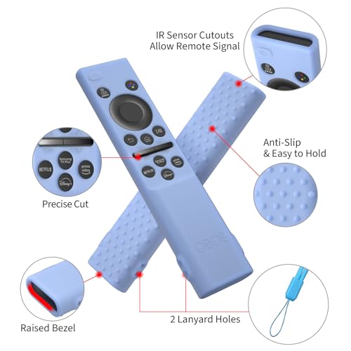 Image of OBOE Silicone Remote Cover for Samsung Smart TV Remote, I-Glow in Dark Blue | Compatible with Samsung QLED TV Remote BN59-01311 Open Key Protective Case with Loop, Remote Not Included