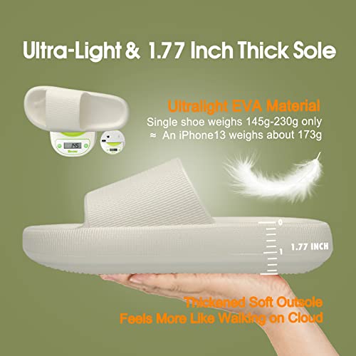 Equick Cloud Slides Pillow Slippers For Women And Men | Shower Slippers Bathroom Sandals | Ultra Soft | Cushioned Thick Sole | Indoor & Outdoor U221Yztx344.Dn-Pearl White-39-40 #TOP4
