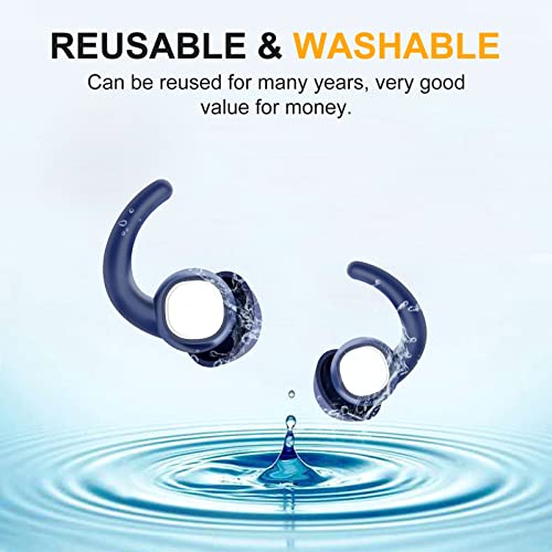 Ear Plugs, Ear Plugs For Sleeping Noise Cancelling, Reusable Soft Silicone Ear Plugs For Noise Reduction, Washable Hearing Protection For Work, Travel, Concert, Motorcycle, Sleep Snoring, Blue #TOP6