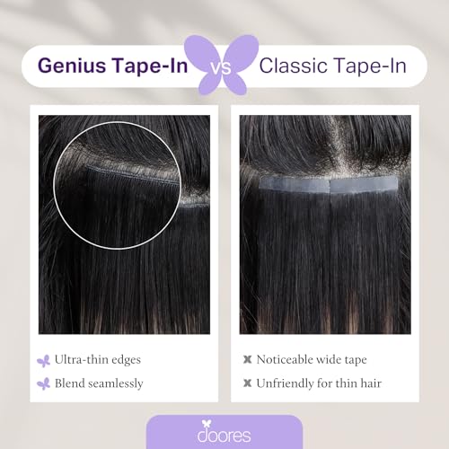 Image of DOORES Genius Tape in Hair Extensions Human Hair, 20 Inch 50g 20PCS