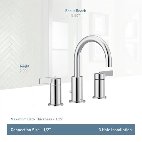 Moen Brushed Gold Cia Widespread 2-Handle High-Arc Bathroom Faucet for 3-Hole Bath Sink, Valve Required, T6222BG by Moen - Image 3
