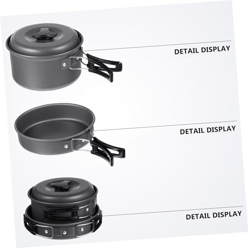 WOONEKY Portable Camping Cookware Set for People Lightweight Mess Kit with Handle for Hiking Backpacking Outdoor Cooking and Picnics - Image 5