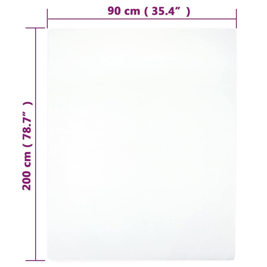 Furniture select-Jersey prześcieradło z gumką 2 szt. białe 90 x 200 cm bawełna