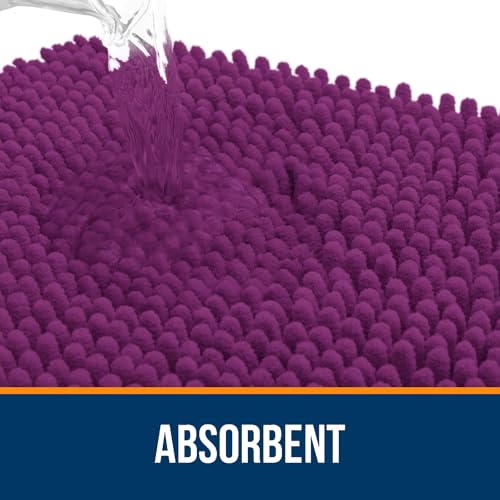 Image of OLANLY Large Bathroom Rugs 45x27, Extra Soft Absorbent Chenille Bath Rugs, Rubber Backing Quick Dry, Machine Washable Bath Mats for Bathroom Floor, Tub and Shower, Home Decor Accessories, Purple